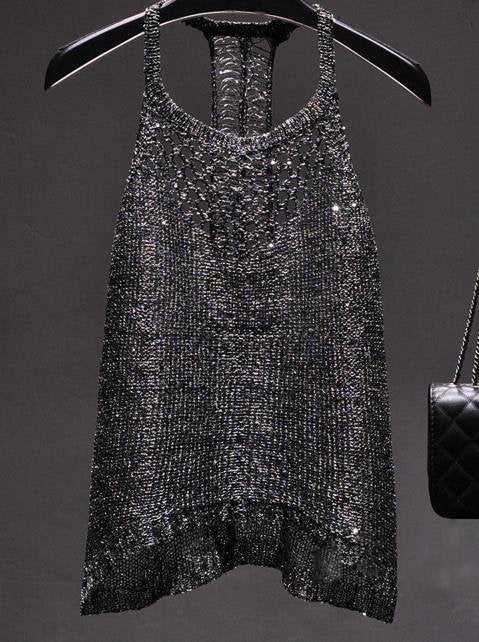 Dam Tank Top Paljetter Nylonblandning-1