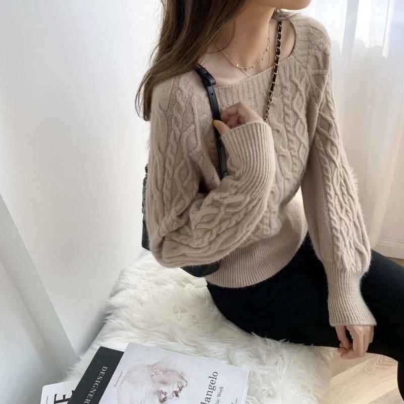 Damen-Strickpullover, eckiger Kragen, weicher Stoff 2
