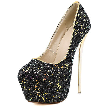 Kvinnors Pumps Glittrande PU-material Toffel Design-1