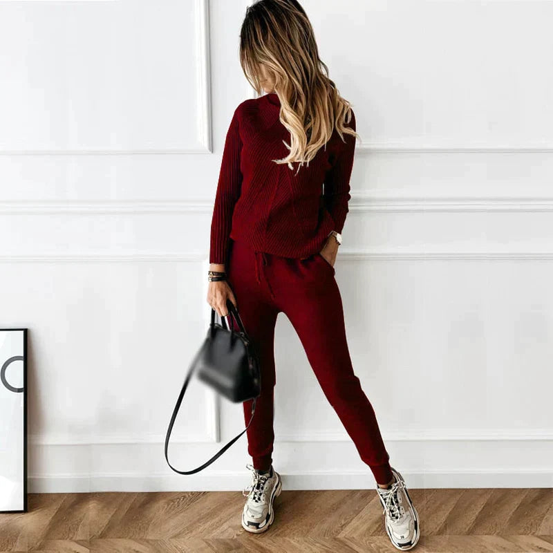 Dam Träningsset Avslappnad Stil Elastisk Midja Polyester-5