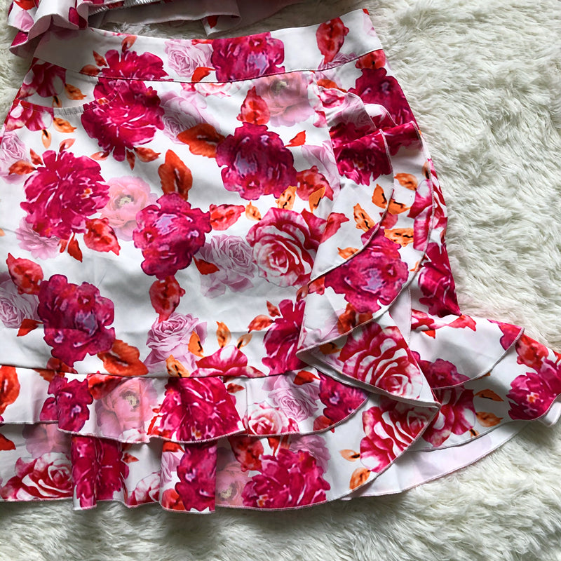 Dam Blommig Uppsättning Kortärmad Polyester-6