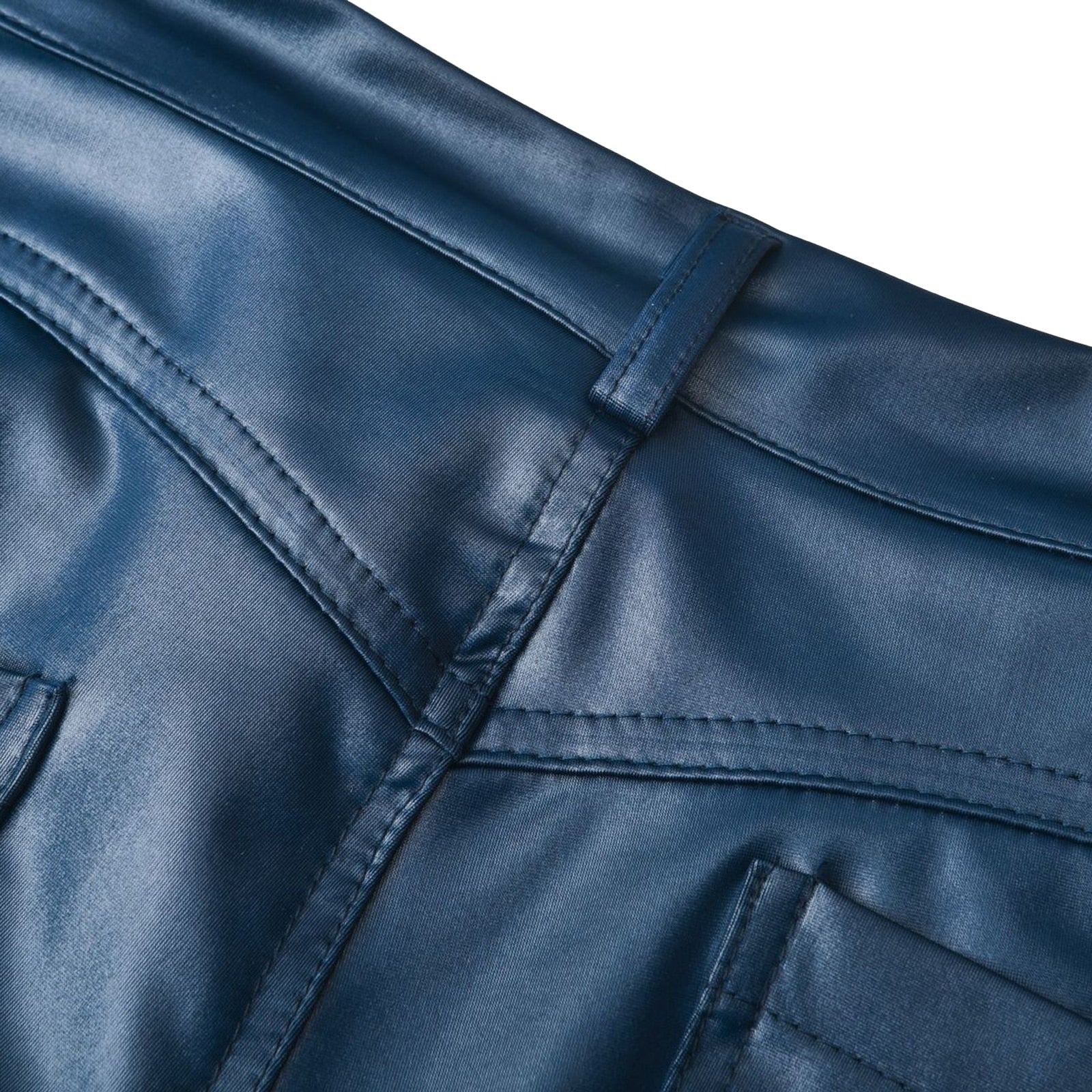 Herr Slim Fit Läderbyxor Hög Midja PU-Läder-3
