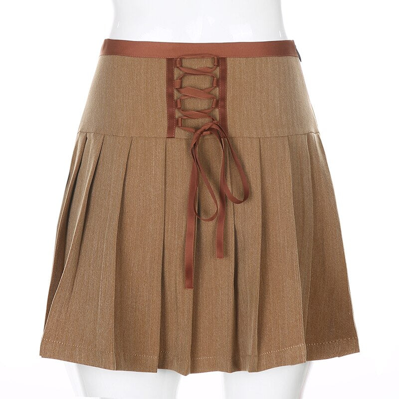 Kvinnors Mini Kjol Veckad Polyester Hög Midja-5