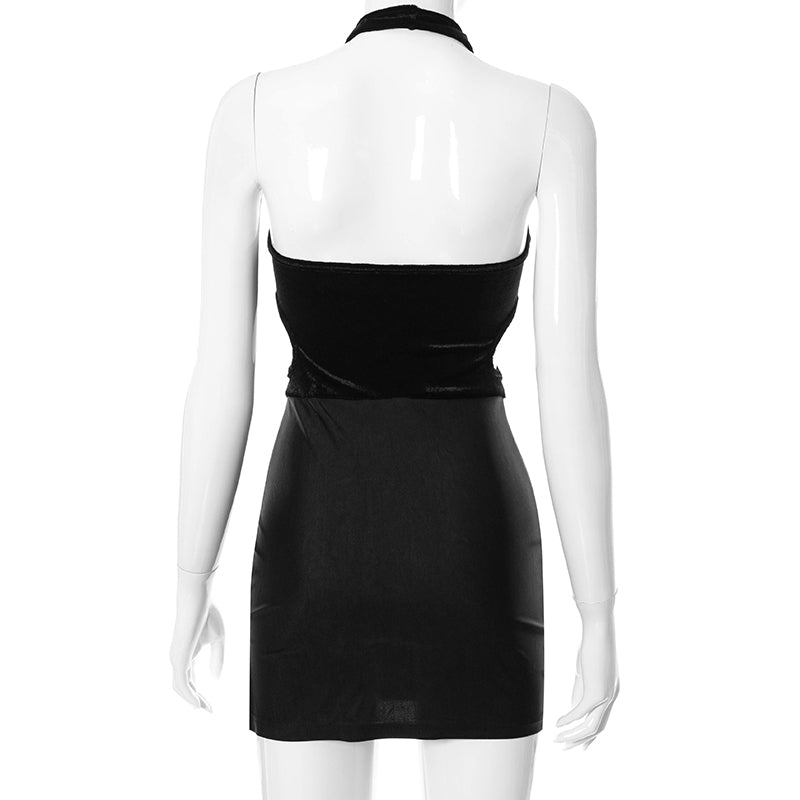 Kvinnors Mini Klänning Dekorerad Halsringning Polyester Spandex-5