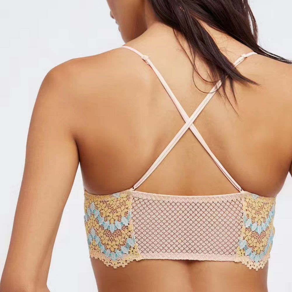 Dam BH Set Blommönster Främre Stängning Bomull Nylon Spandex-6