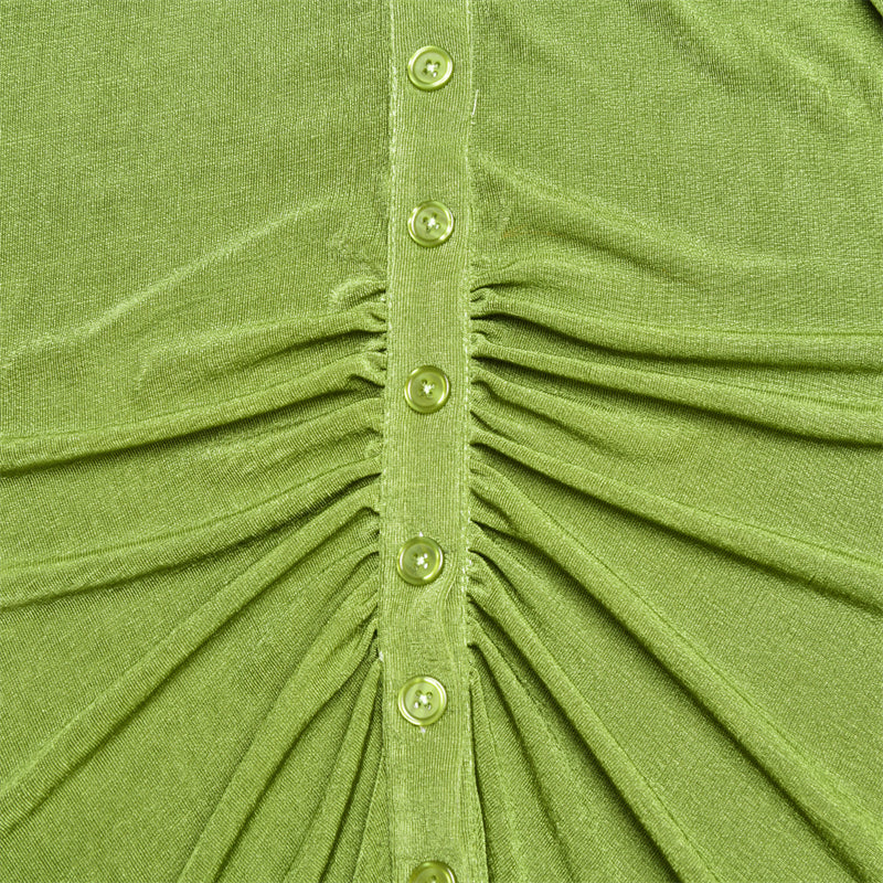 Damklänning Mini Långärmad Syntetiska Fibrer med Fällbar Krage-2