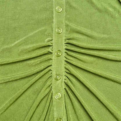 Damklänning Mini Långärmad Syntetiska Fibrer med Fällbar Krage-2