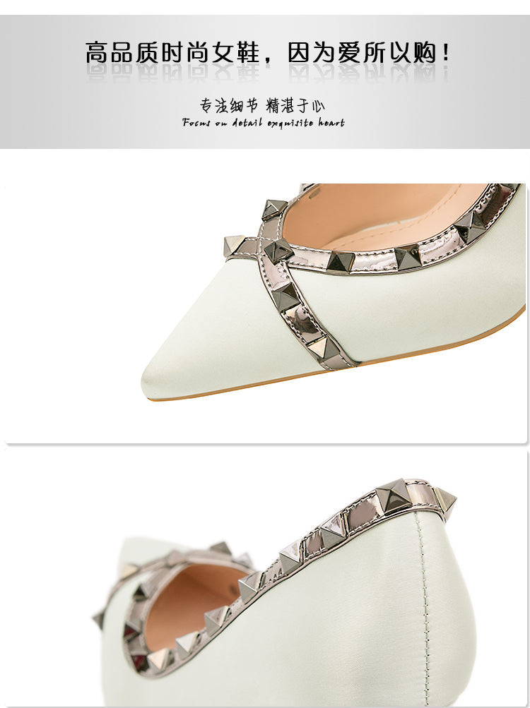 Kvinnor Höga Klackar Klassiska Satin Pumps-6