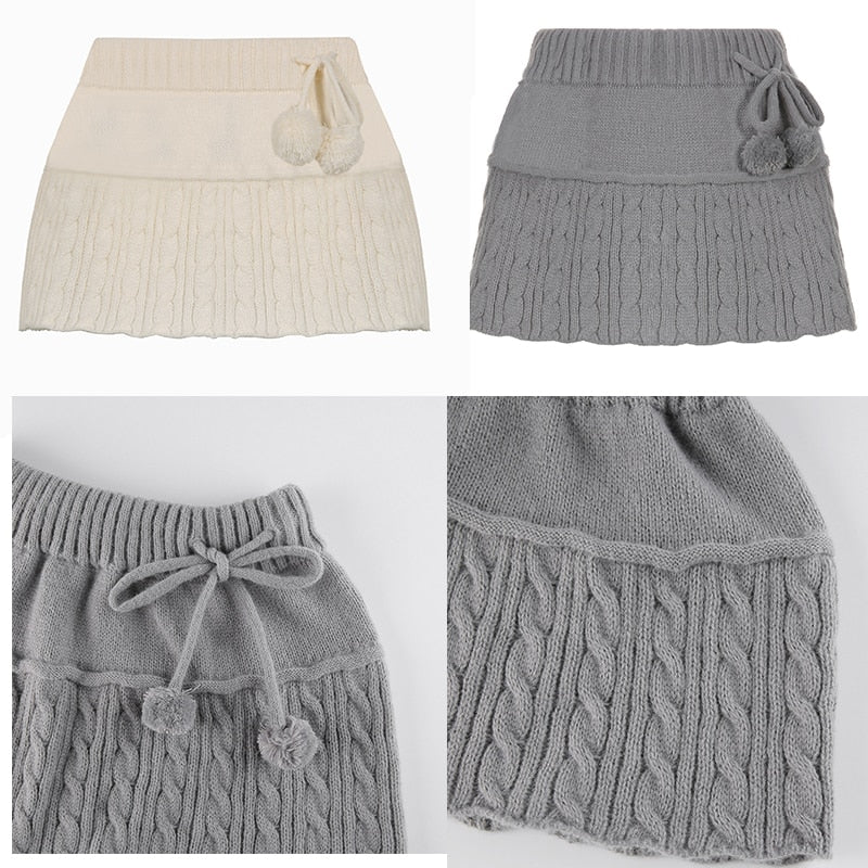 Kvinnors Vit Minikjol Sluttande Passform Ull-4