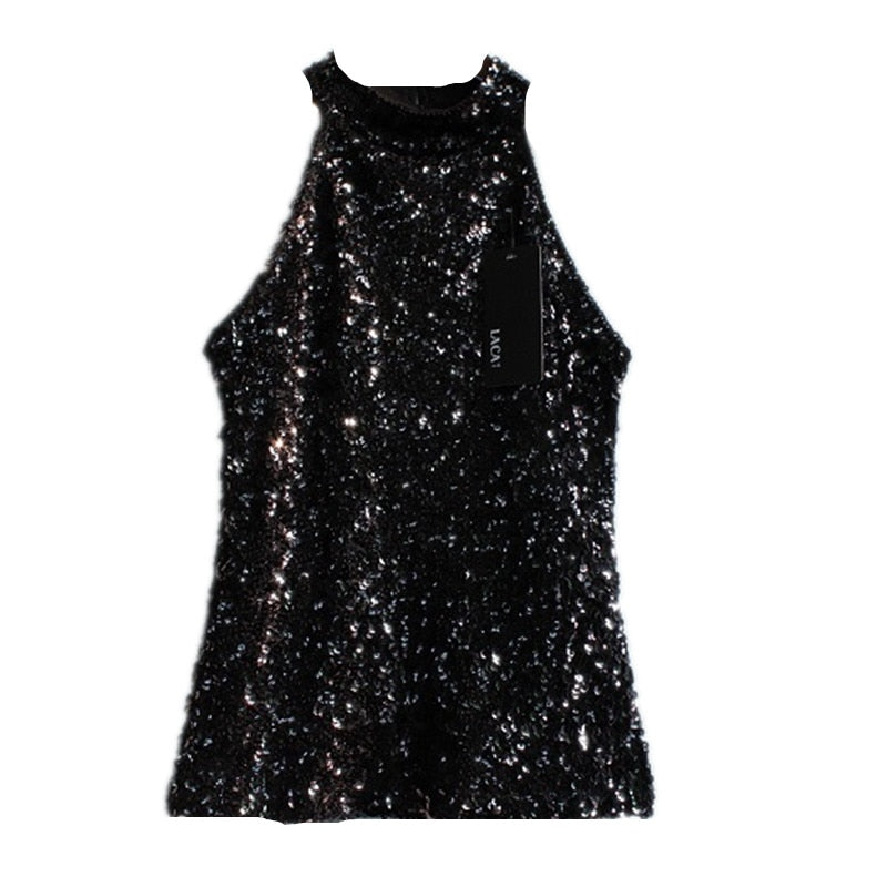 Dam Topp Glitterdesign Kort Polyester-4