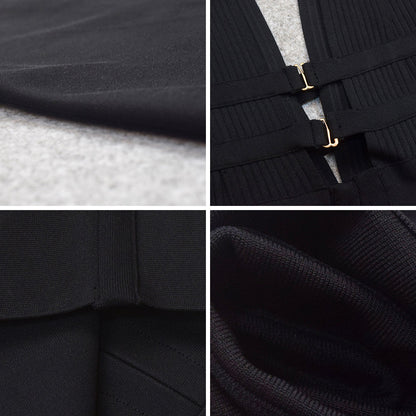 Dam Midi Klänning V-ringad Smal Nylon med Utskärningar-6