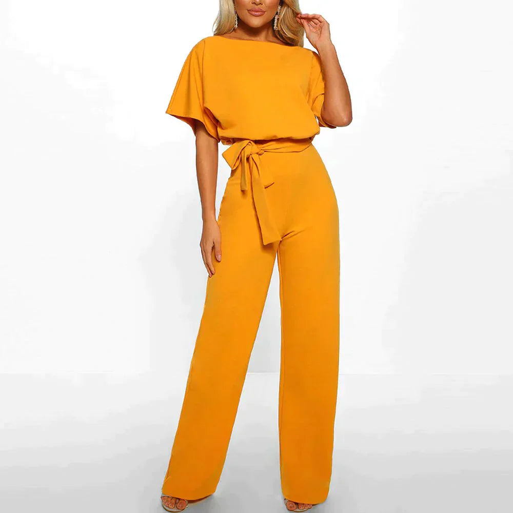 Dam Jumpsuit Bred Benform Elegant Högkvalitativt Tyg-5