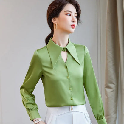 Dam Blus Hängande Peter Pan Krage Polyester Monokrom-2