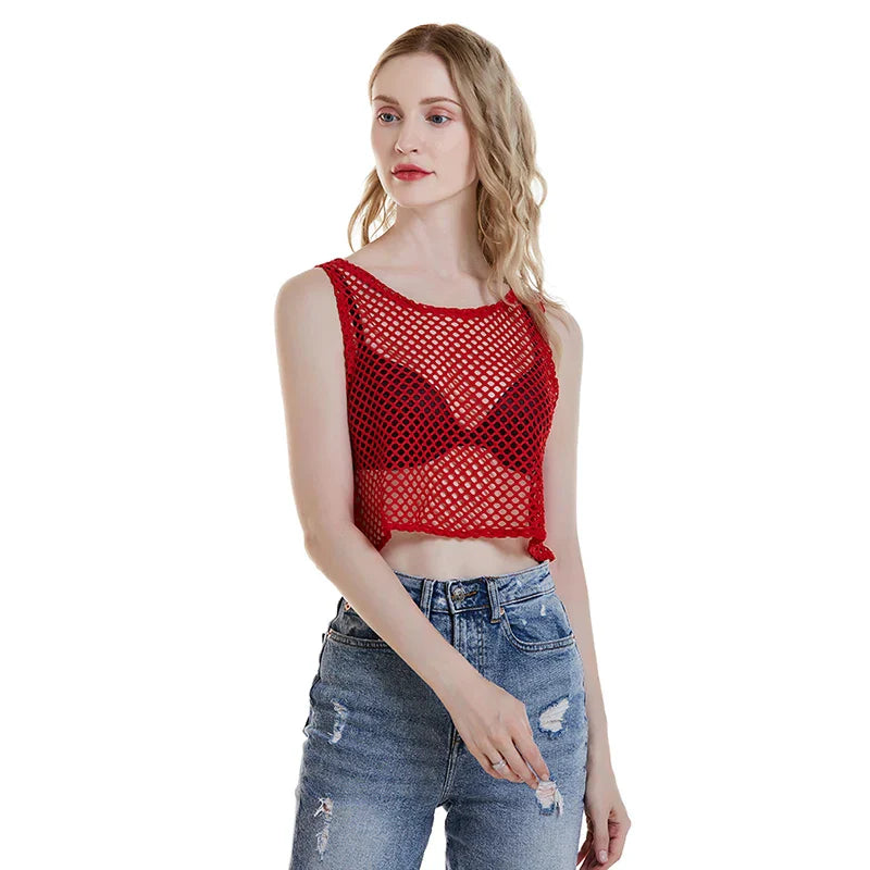 Dam Crop Top Monokrom Polyester Casual-3