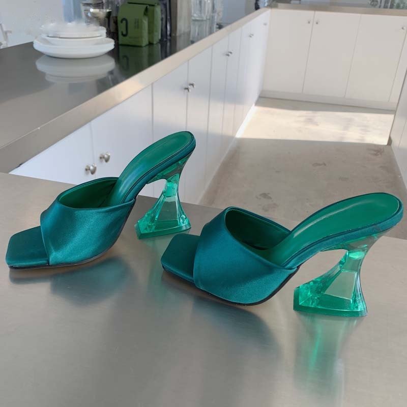 Dam Sandaler Hög Klack Siden Gummisula Elegant Design 8