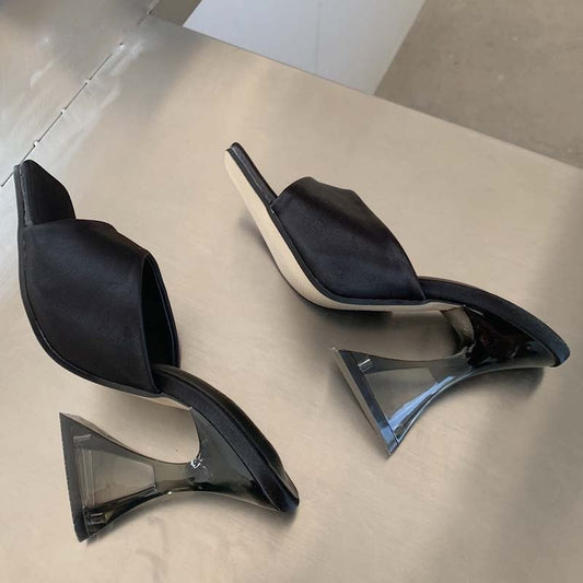 Dam Sandaler Hög Klack Siden Gummisula Elegant Design 1