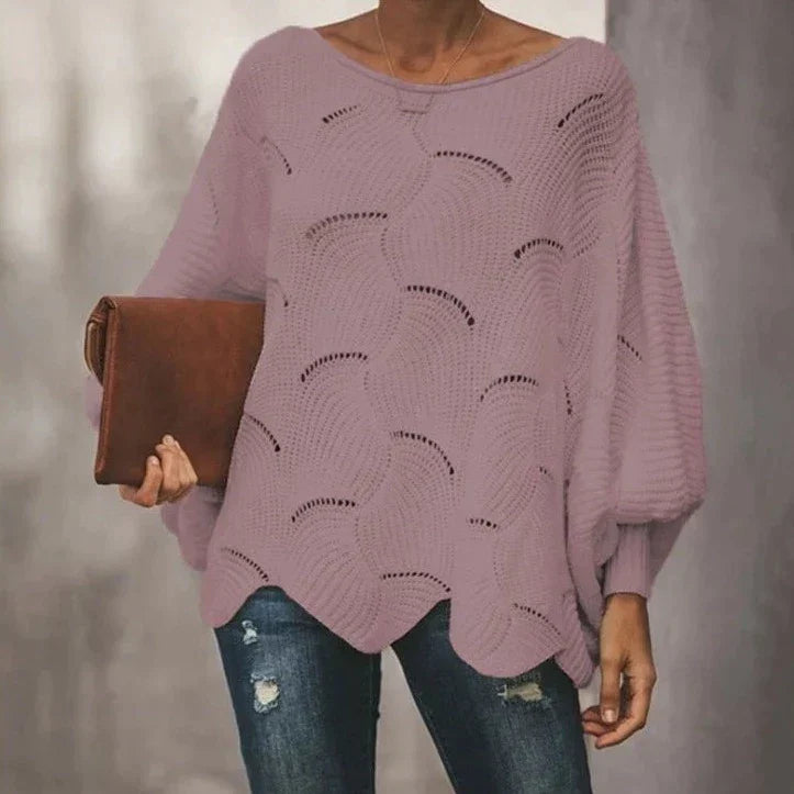 Stickad Dam Tröja Lättviktig 100% Akryl Loose Fit-5