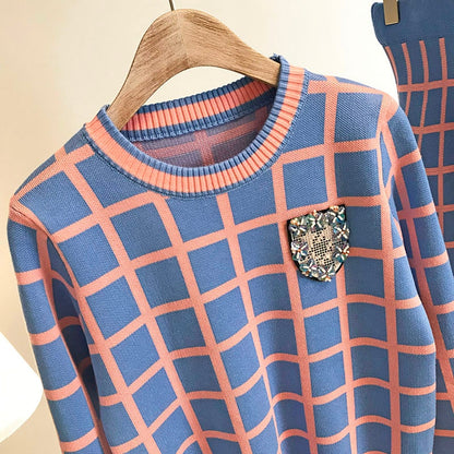 Kvinnors Rockset Långärmad Topp Minikjol Bomull-4