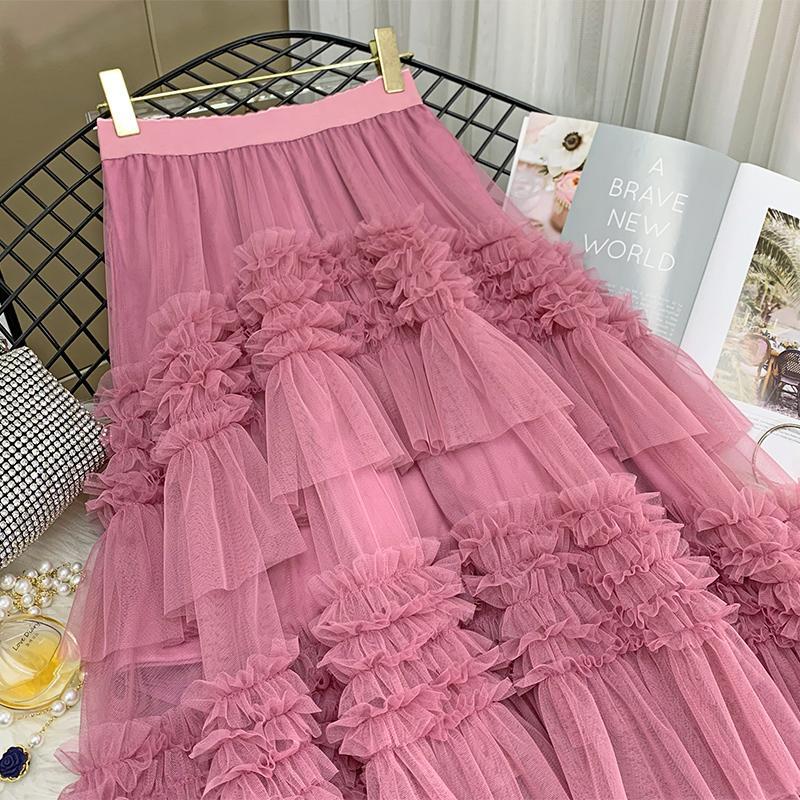 Variant image for Kvinnors Midi Kjol med Rüsch Detaljer i Tyll-3