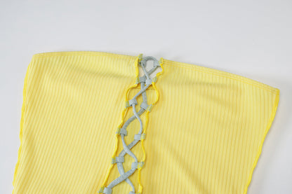 Dam Jumpsuit Trefärgad Snörning Polyester Spandex-5