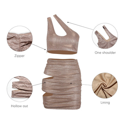 Dam Kjol och Topp Set Monokrom Kort Ärmlös Polyester Spandex-3