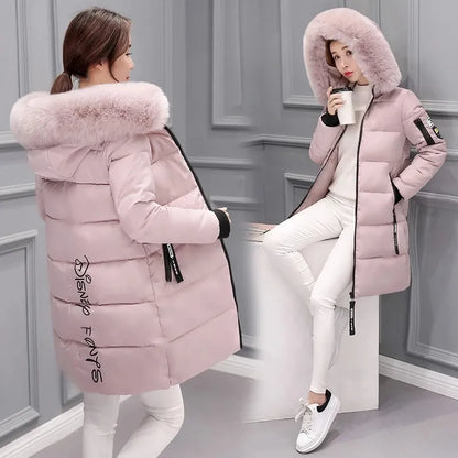 Kvinnors Quiltad Jacka Stor Huva Pälskrage Polyester 8