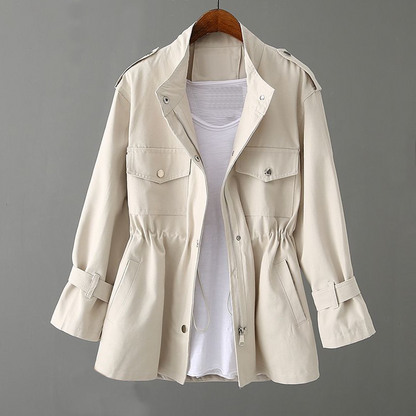 Kvinnors Jacka Justerbar Midja Polyester Minimalistisk-2
