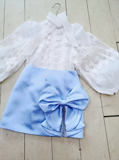 Kvinnors Minikjol A-linje Polyester med Strassdetaljer-6