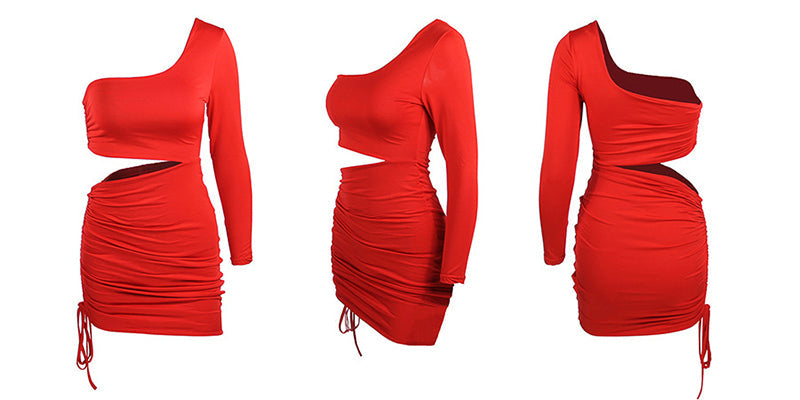 Dam Miniklänning Asymmetrisk Design Bomull Polyester-6