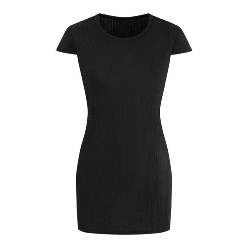 Kvinnors T Shirtklänning Midi Slim Fit Elastisk Bomull-1