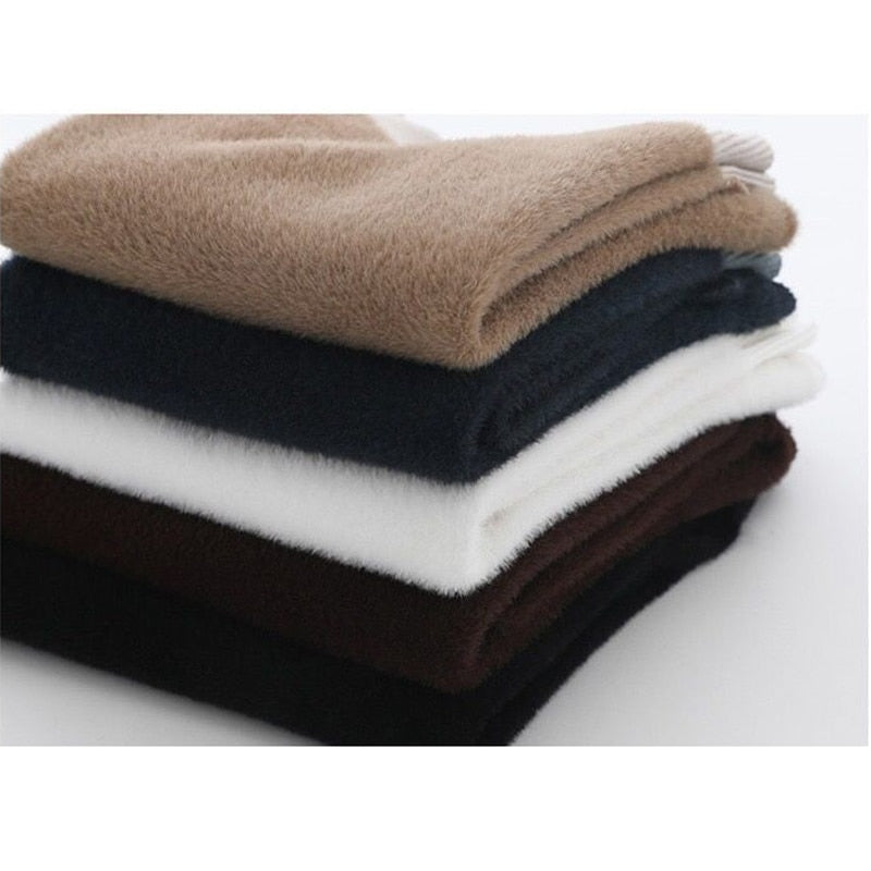 Stickad Dam Tröja Mönstrad Plysch för Höst och Vinter-2