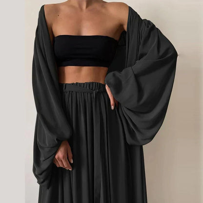 Kvinnors 3-deluppsättning Elegant Mångsidig Design Högkvalitativt Tyg-2