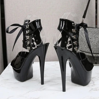Dam Gladiatorsandal Hög Klack PU-Läder-3