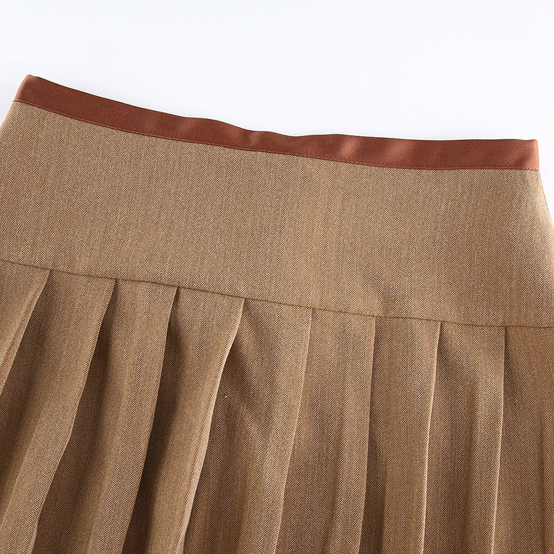 Kvinnors Mini Kjol Veckad Polyester Hög Midja-6
