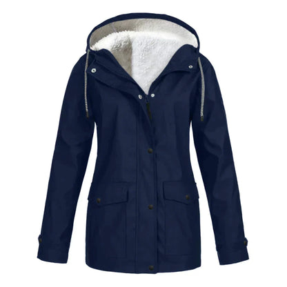 Damenjacke Wasserdicht Elegantes Design mit Verstellbarer Kapuze und Praktischen Taschen-6