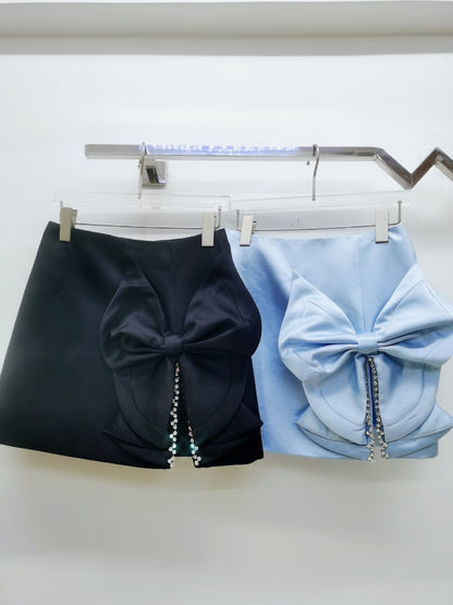 Svart Minikjol A-linje med Strassdetaljer – Hög Midja Polyester Mini Kjol för Kvinnor 5