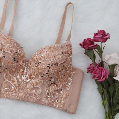 Dam Spaghetti Topp Paljett Polyester Glittrig För Fest och Vardag 4