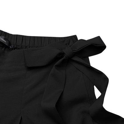 Dam Byxor Hög Midja Lätta Polyester Spandex Snygga Byxor med Resår i Midjan-4