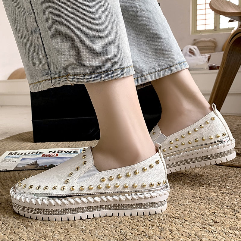 Damskor Loafers Läder Gummisula Slip-On Elegant Komfort 3