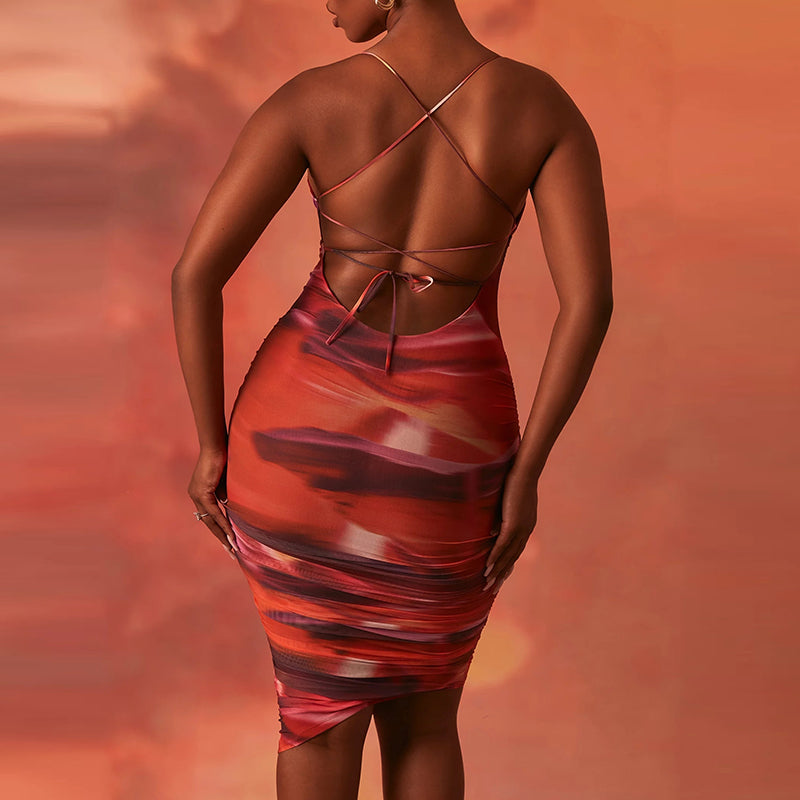 Kvinnors Miniklänning Abstrakt Kolonnform Kashmir Spandex-4