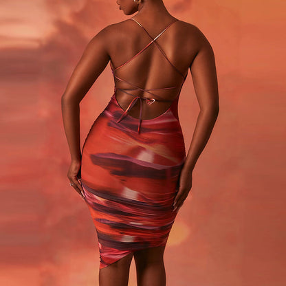 Kvinnors Miniklänning Abstrakt Kolonnform Kashmir Spandex-4