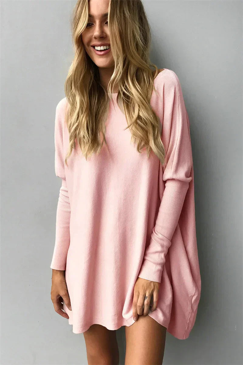 Kvinnor Tröja Överdimensionerad Rund Hals Bomull Akryl Polyester-4