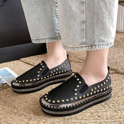 Damskor Loafers Läder Gummisula Slip-On Elegant Komfort 4