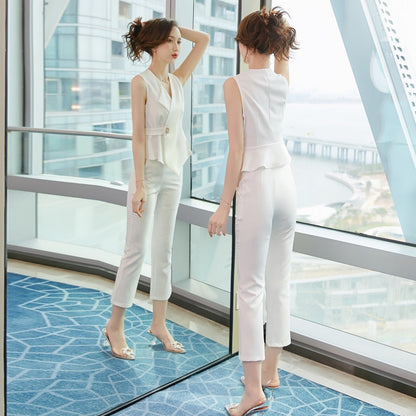 Snygga Byxor Dam Hög Midja V-ringning Polyester-6