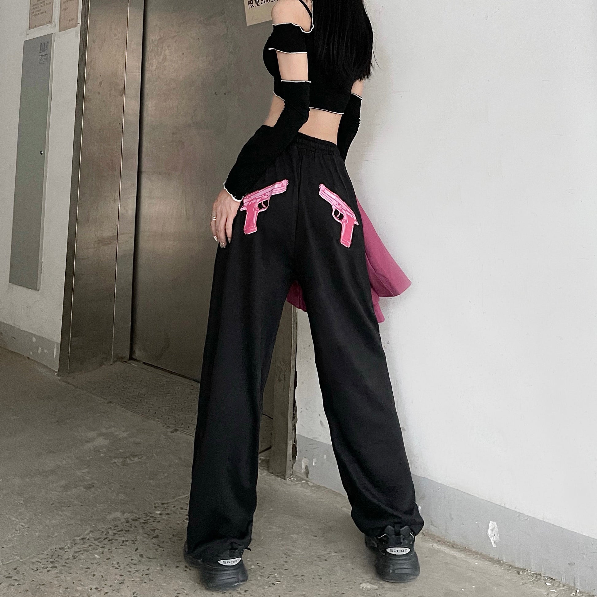 Dam Avslappnade Byxor Polyester med Elastiskt Midjeband-5