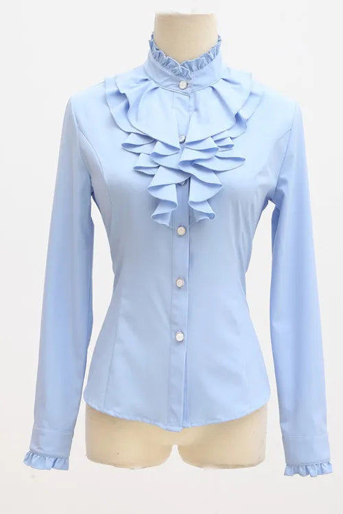 Variant image for Dam Axelfri Blus Chiffong med Ruffles Polyester-1