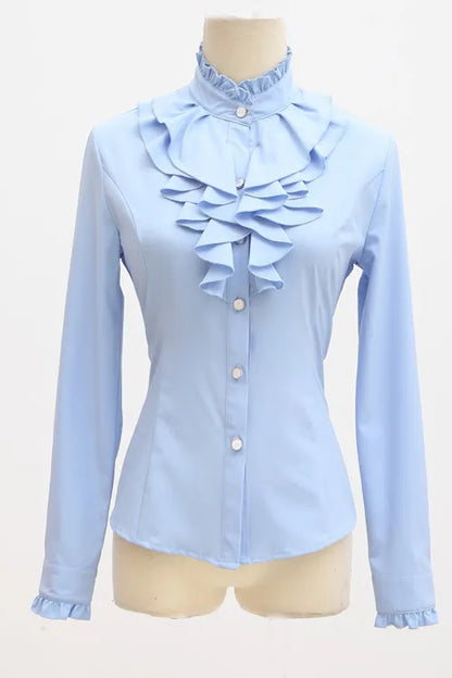 Variant image for Dam Axelfri Blus Chiffong med Ruffles Polyester-1