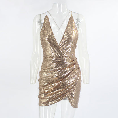 Kvinnor Mini Klänning V-ringning Ryggfri Polyester Bomull-5