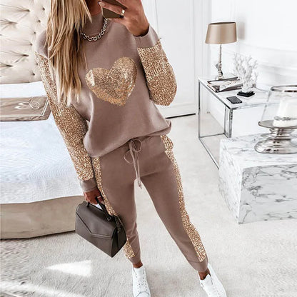 Dam Loungewear Set Modern Höststil Mjuk Stretch Material-3
