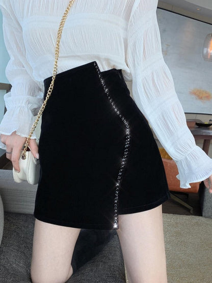 Dam Svart Miniklänning Asymmetrisk Bomull-2